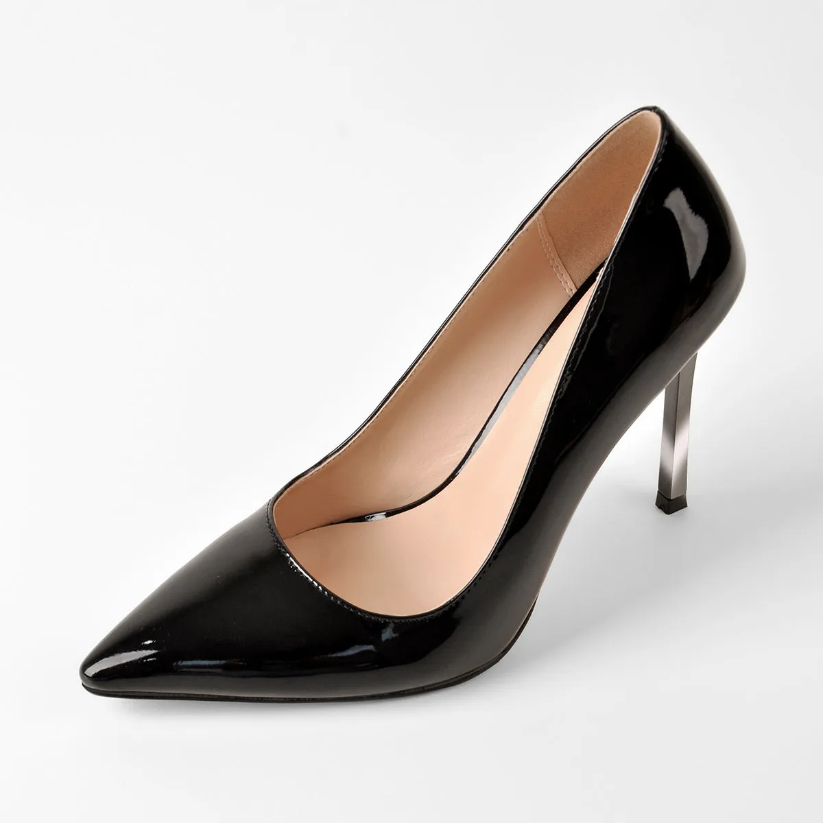 10cm Patent Leather Metal Heels Pumps