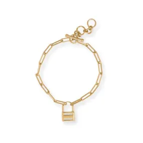 14 Karat Gold Plated Lock Toggle Bracelet-M H W ACCESSORIES