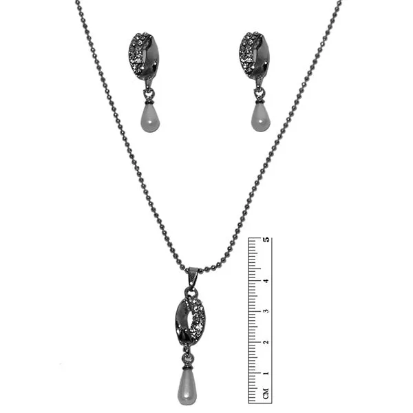 14Fashions Austrian Stone Pearl Drop Silver Plated Pendant Set