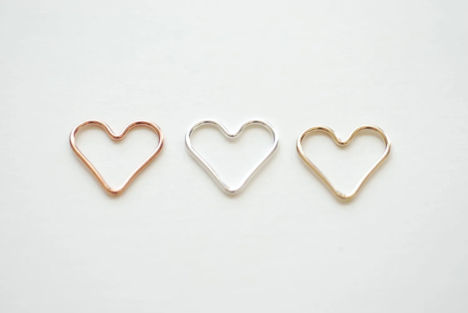 14k Rose Wholesale Gold Filled Open Wire Heart, Heart Connector Link Spacer, Heart Charms, Jewelry Supplies, Heart Pendant, Heart Jump Rings