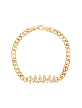 18K Gold Cuban Link Chain Mama Bracelet