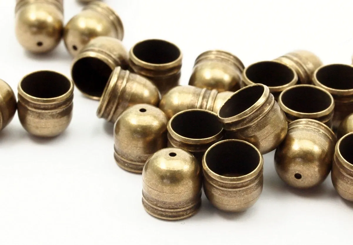 20 Antique Brass Cord Tip End Cap , Cord End - 8x8 Mm (b0026)