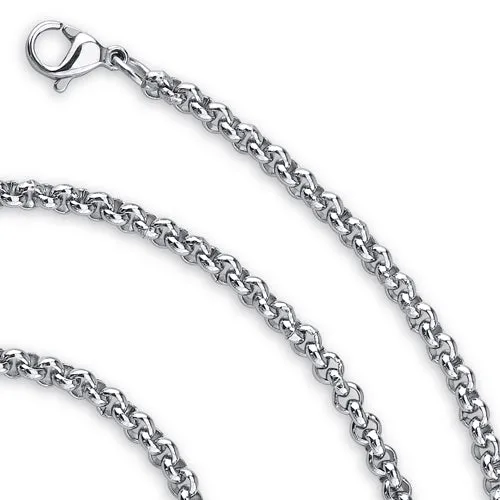 22 Inch 3mm Stainless Steel Rolo Link Chain Necklace