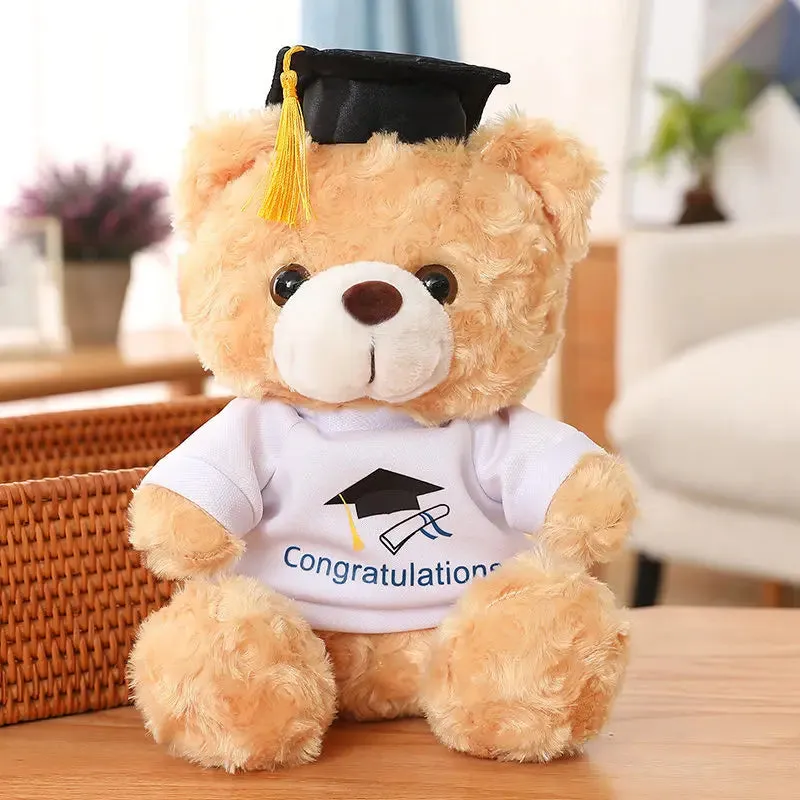 23-28cm Cute Dr. Bear Plush Toy Stuffed Soft Colorful Kawaii Teddy Bear Animal Dolls Graduation Birthday Gifts For Kids Girls