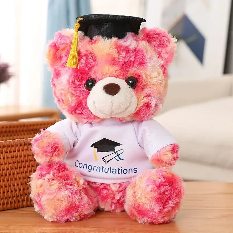 23-28cm Cute Dr. Bear Plush Toy Stuffed Soft Colorful Kawaii Teddy Bear Animal Dolls Graduation Birthday Gifts For Kids Girls