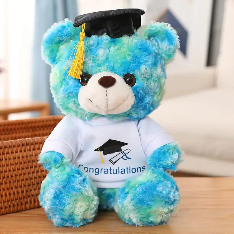 23-28cm Cute Dr. Bear Plush Toy Stuffed Soft Colorful Kawaii Teddy Bear Animal Dolls Graduation Birthday Gifts For Kids Girls