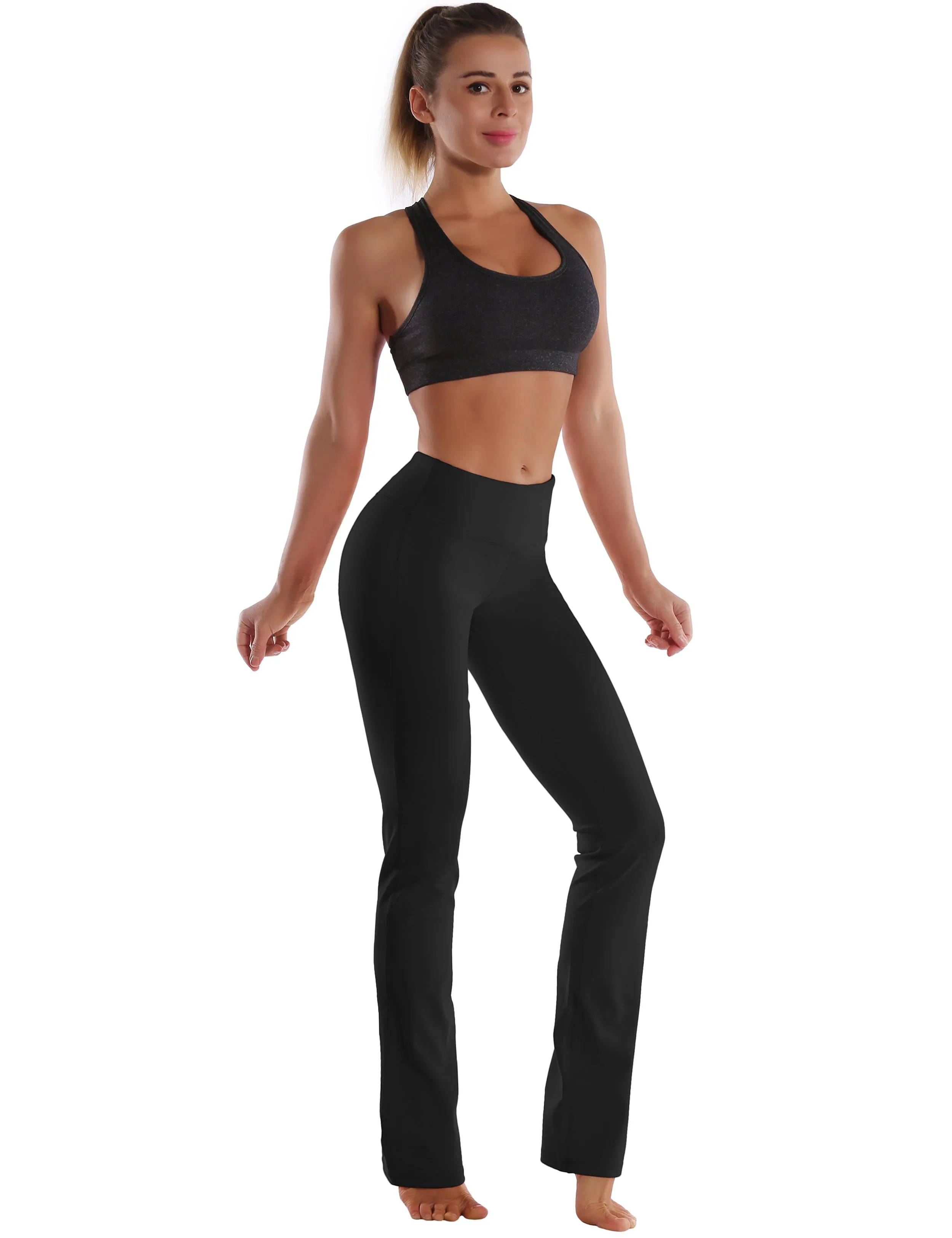 29" 31" 33" 35" Straight Leg Leggings black