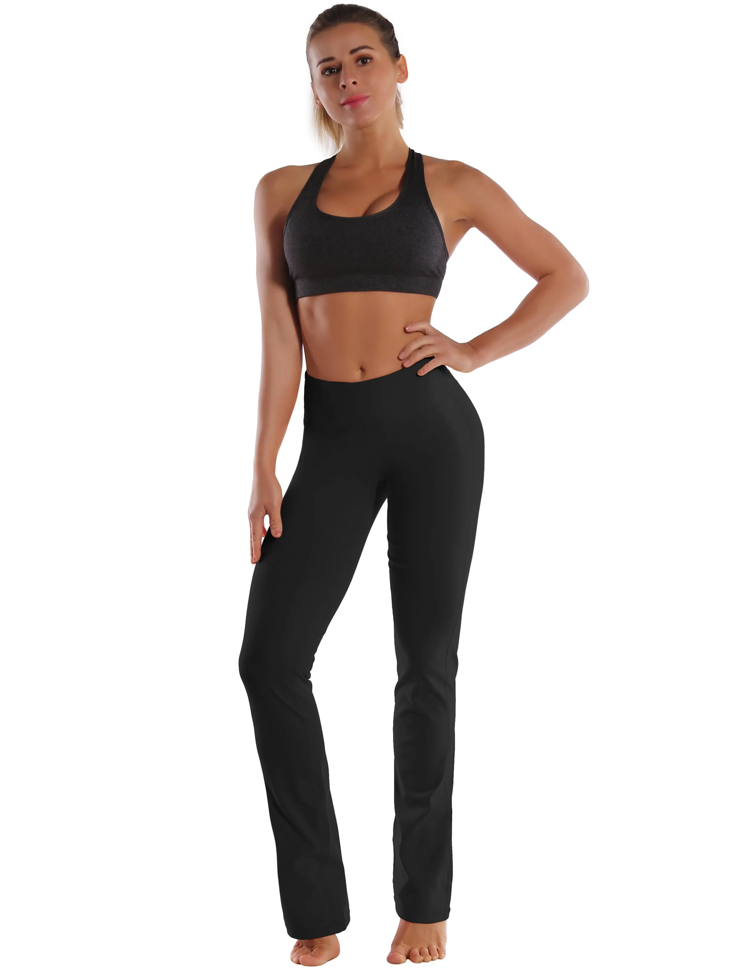 29" 31" 33" 35" Straight Leg Leggings black