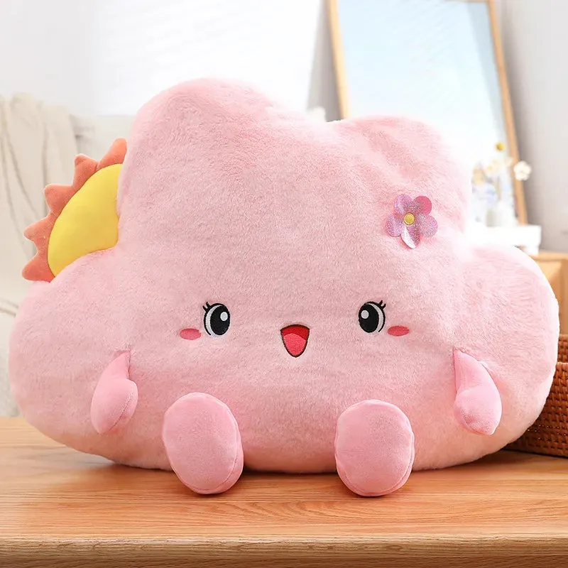 45cm Cute Rainbow Clouds Plush Pillow Lovely Expression Dolls for Sofa Cushion Home Decor for Girls Birthday Gifts