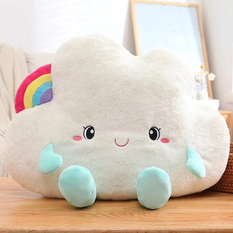 45cm Cute Rainbow Clouds Plush Pillow Lovely Expression Dolls for Sofa Cushion Home Decor for Girls Birthday Gifts