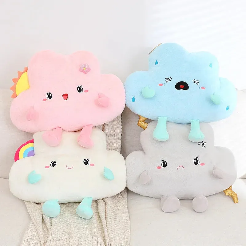 45cm Cute Rainbow Clouds Plush Pillow Lovely Expression Dolls for Sofa Cushion Home Decor for Girls Birthday Gifts