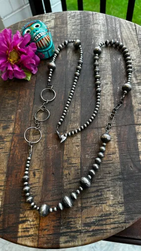 46" Stamped Navajo Pearls with Link Chain Necklace