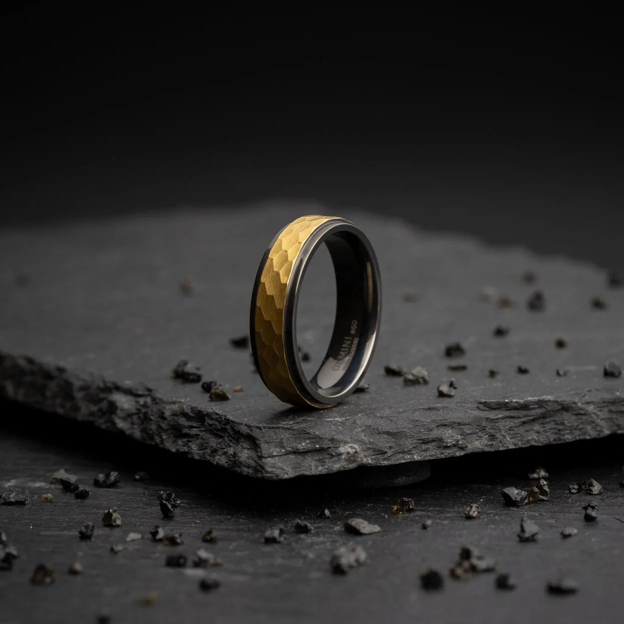 6mm Titanium ring with black & gold finish