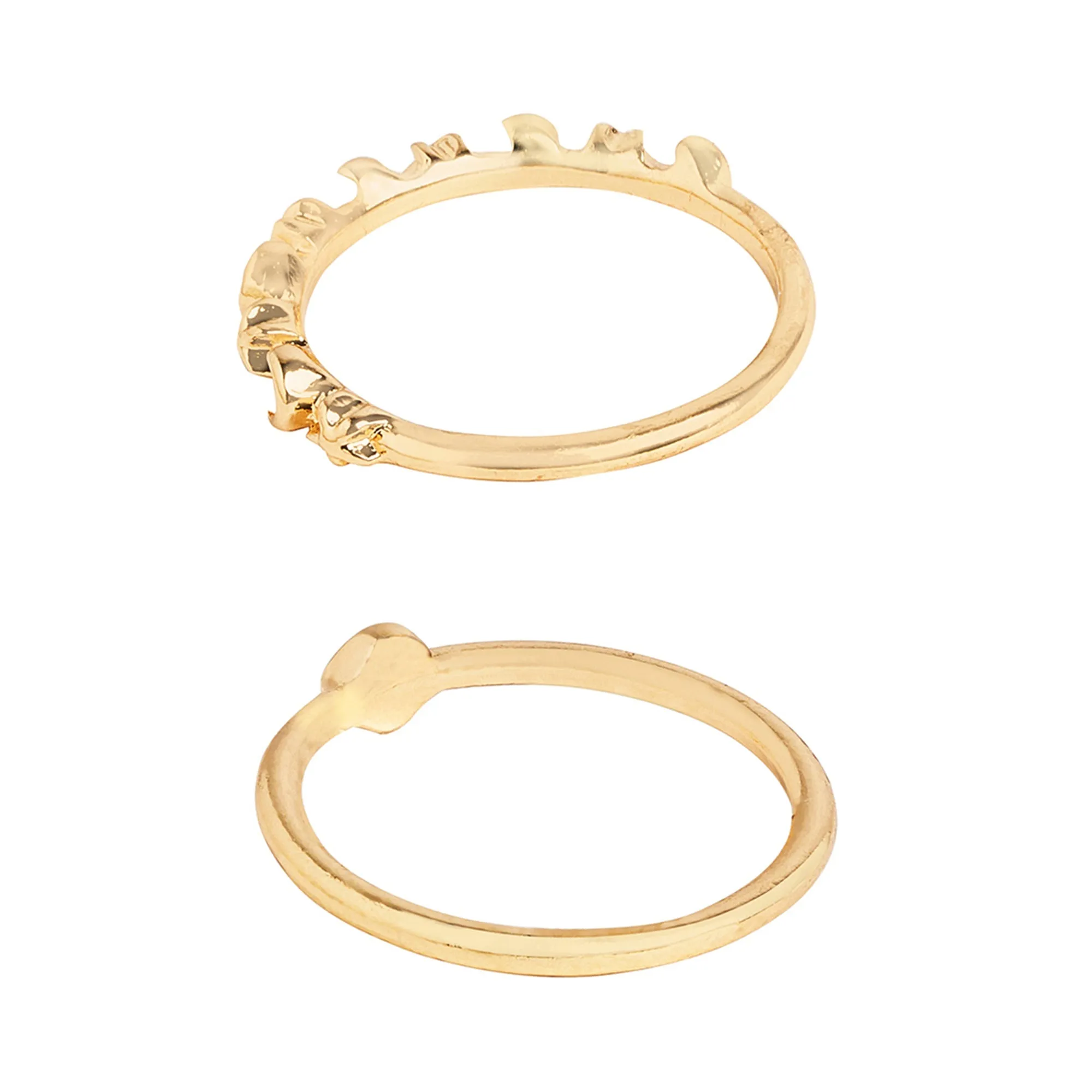 Accessorize London Women's Gold  Star And  Moon Rings  Pack of 2 - Medium