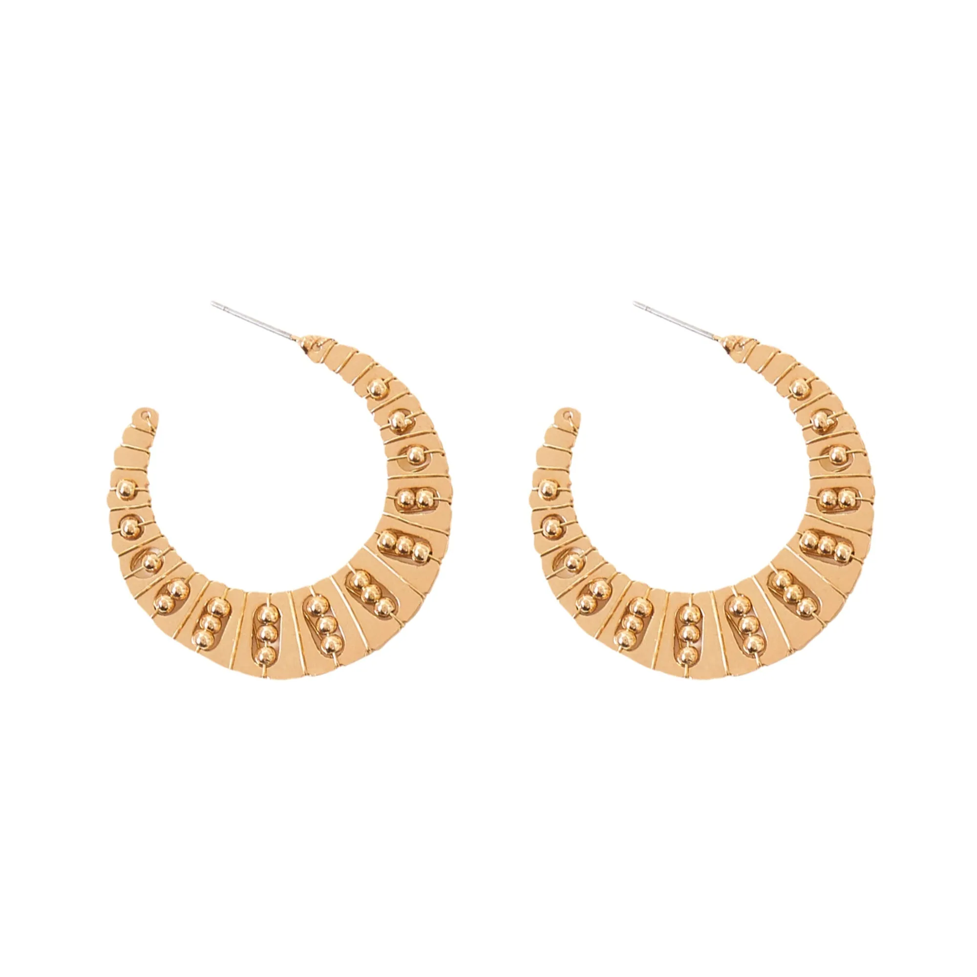 Accessorize London Women's Gold Textured Bobble Hoops Earrings