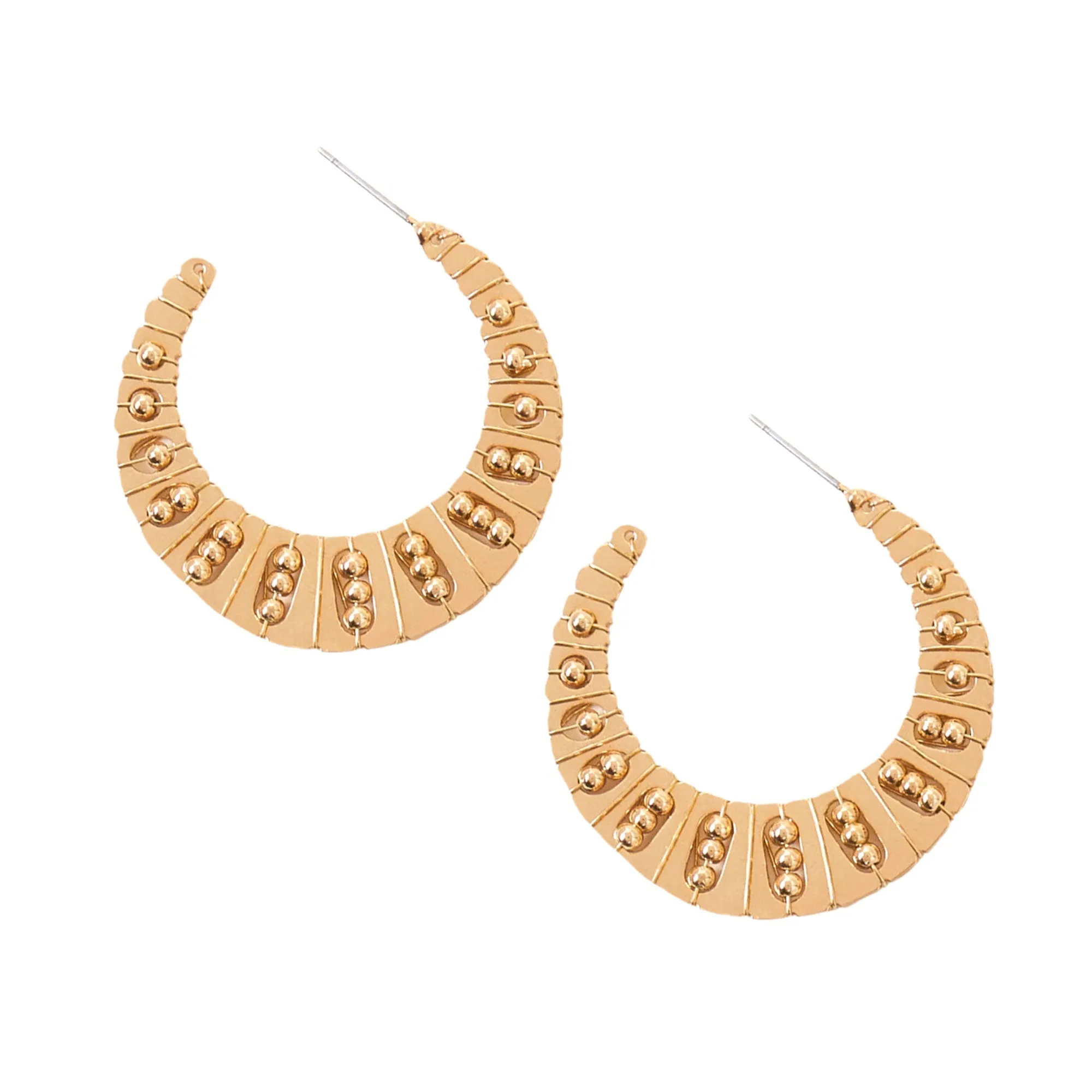 Accessorize London Women's Gold Textured Bobble Hoops Earrings