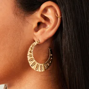 Accessorize London Women's Gold Textured Bobble Hoops Earrings