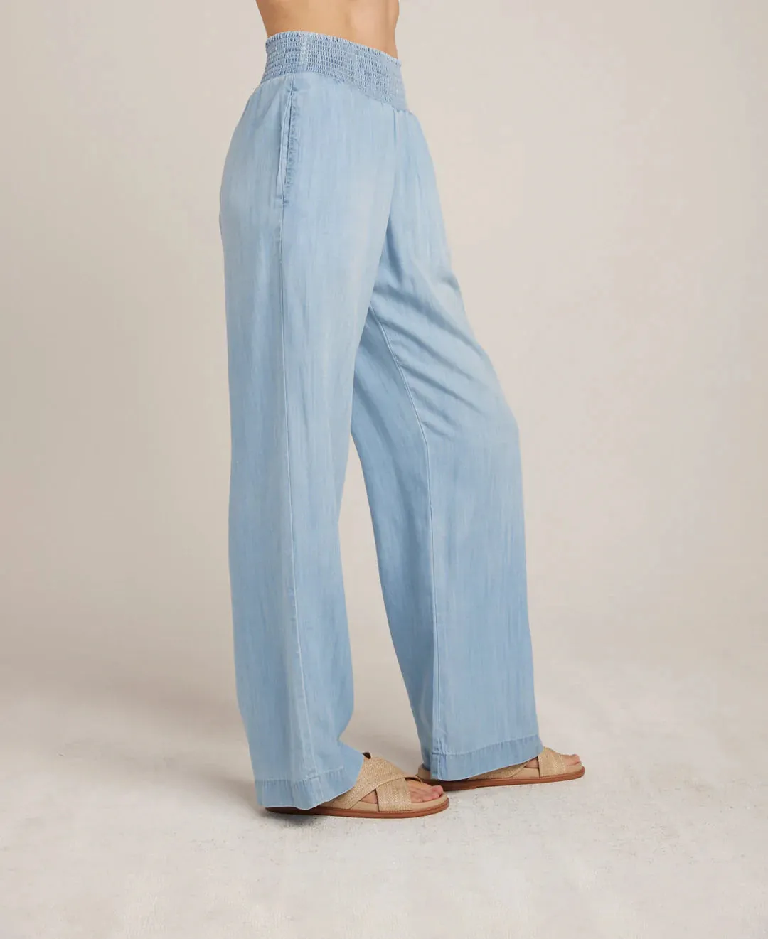 AMARI SMOCKED WAIST WIDE LEG PANT (SALT SPRAY WASH) - BELLA DAHL