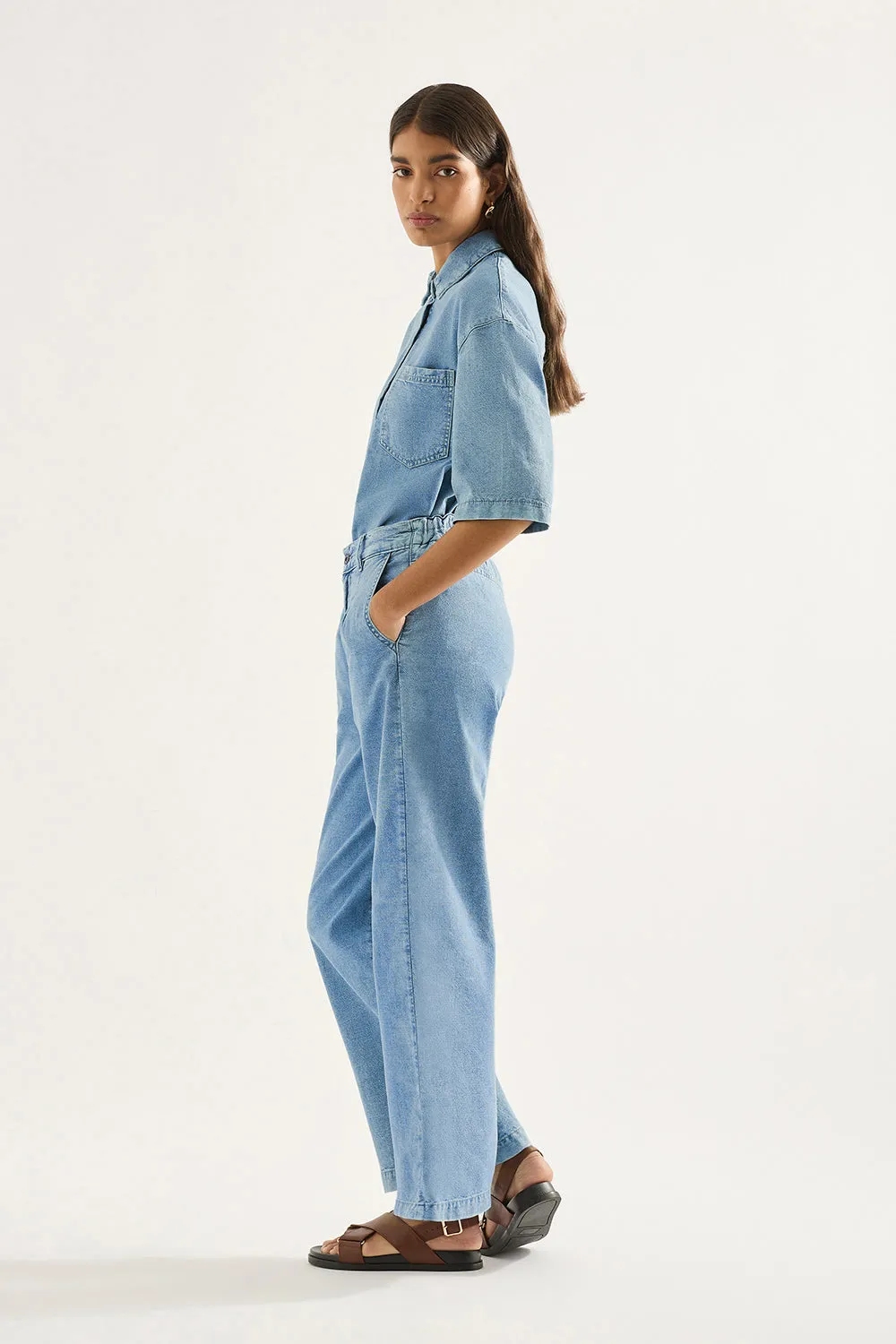 Amelia High Wide Leg Pant - Vision