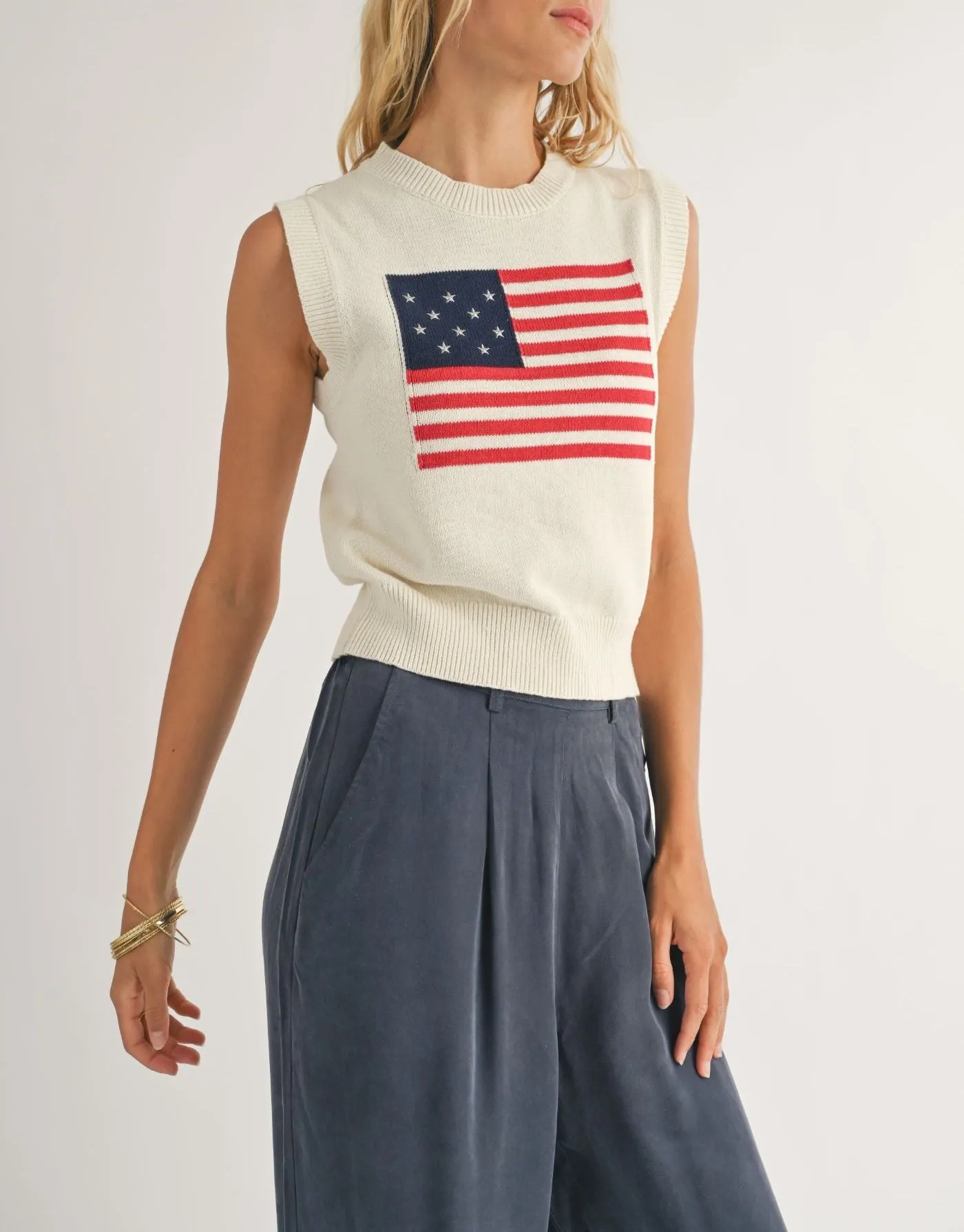 American Flag Sweater Tank