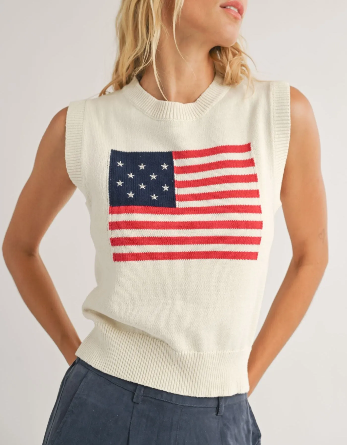 American Flag Sweater Tank