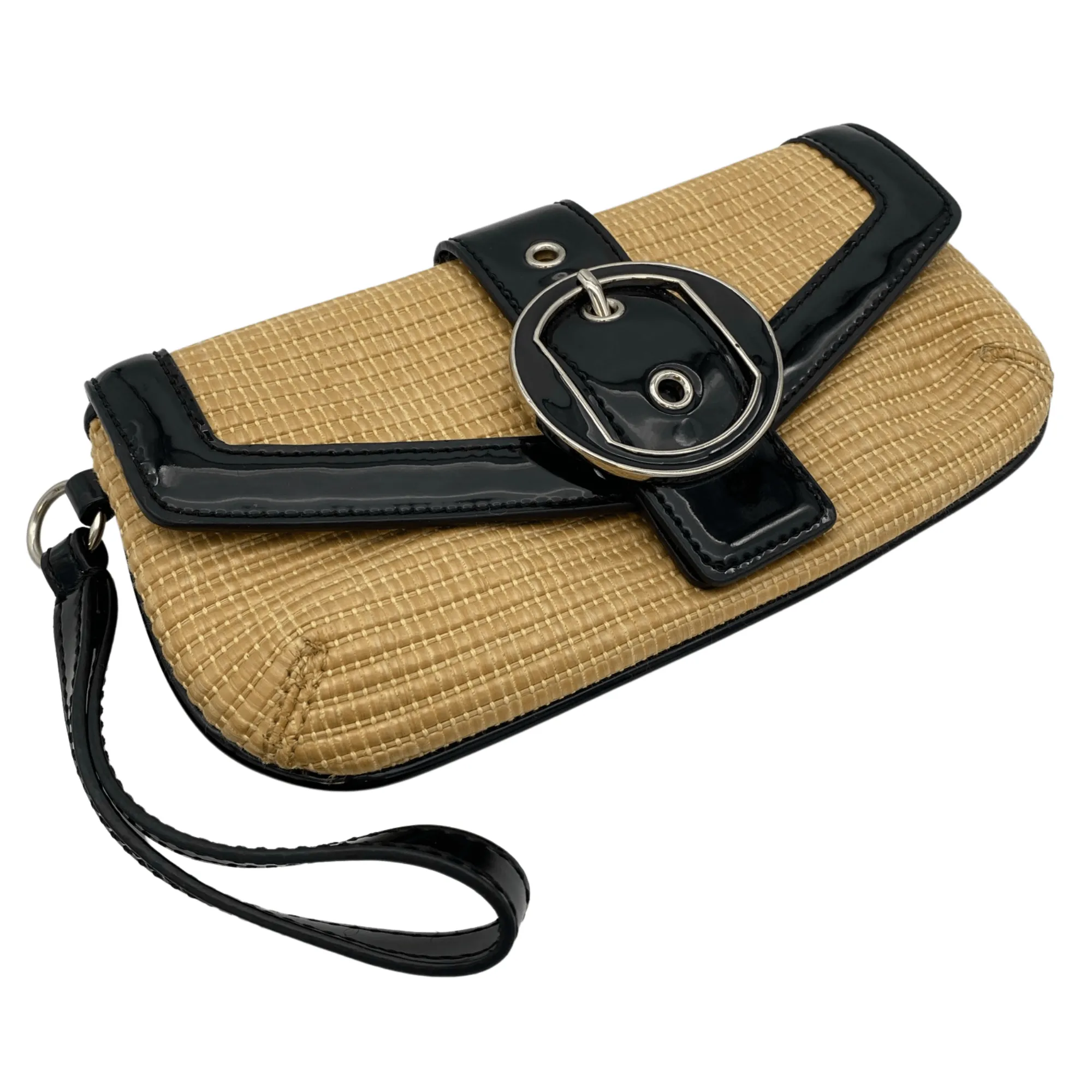 ANN TAYLOR Wicker Buckle Clutch