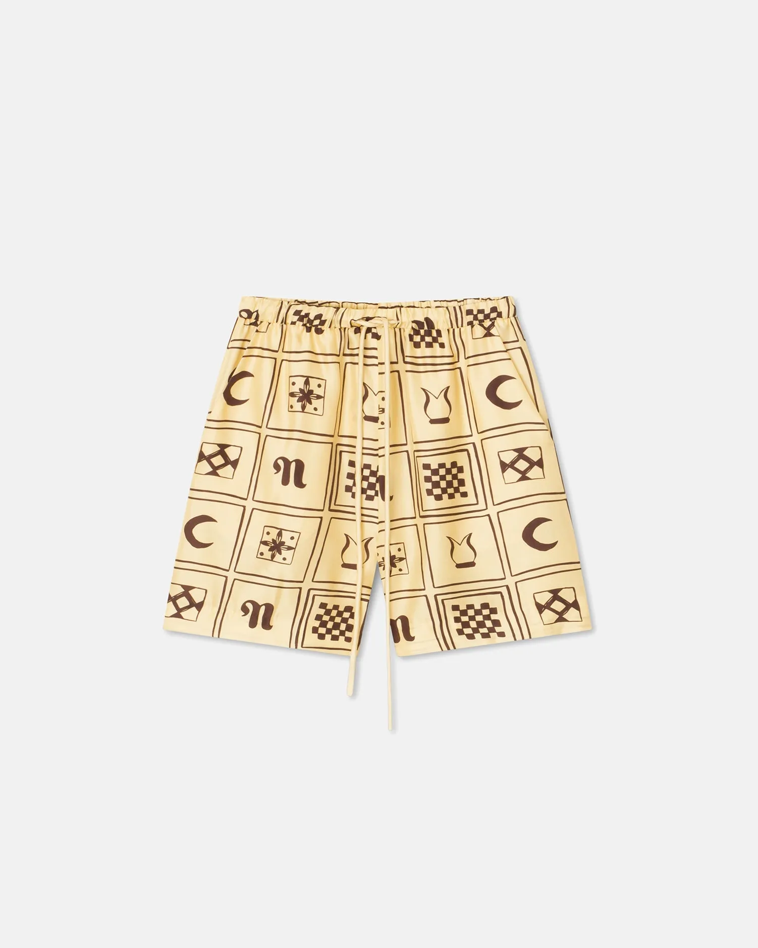 Anne - Printed Silk-Twill Shorts - Apricot Kopjafa