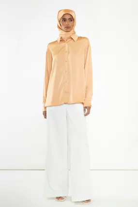 Apricot Satin Long Sleeve Shirt