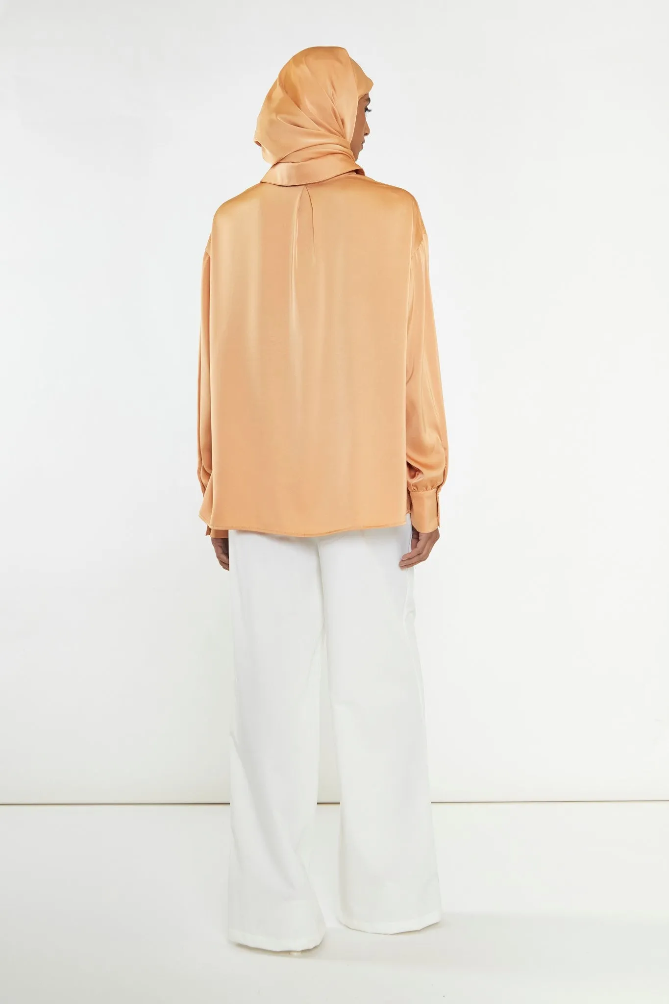 Apricot Satin Long Sleeve Shirt