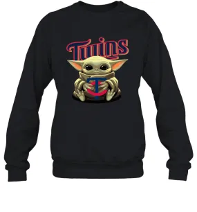 Baby Yoda Hugs Loves The Minnesota Twins Baseball Adult Sweatshirt