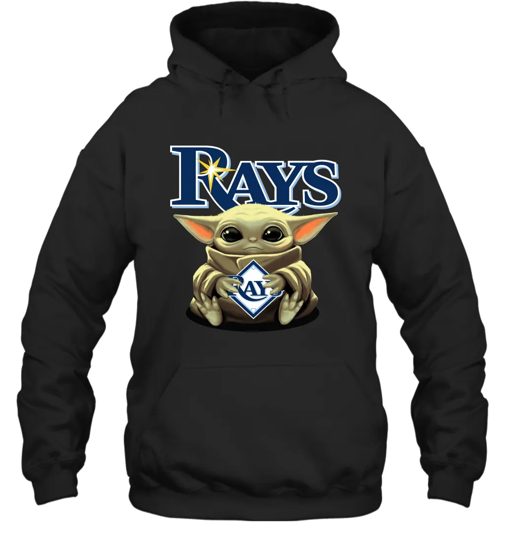 Baby Yoda Hugs Loves The Tampa Bay Rays Baseball Adult Hoodie Sweatshirt