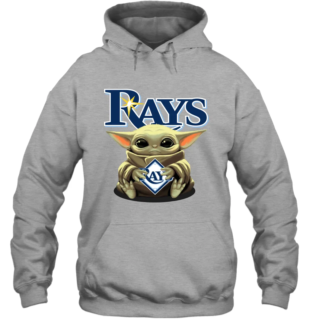 Baby Yoda Hugs Loves The Tampa Bay Rays Baseball Adult Hoodie Sweatshirt