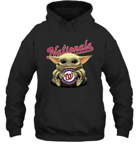 Baby Yoda Hugs Loves The Washington Nationals Baseball Adult Hoodie Sweatshirt