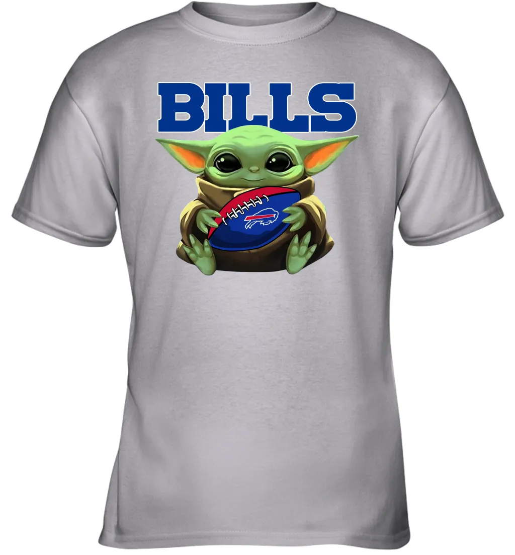 Baby Yoda Loves The Buffalo Bills Star Wars Baby Yoda Hugs Bills NFL Youth T-Shirt