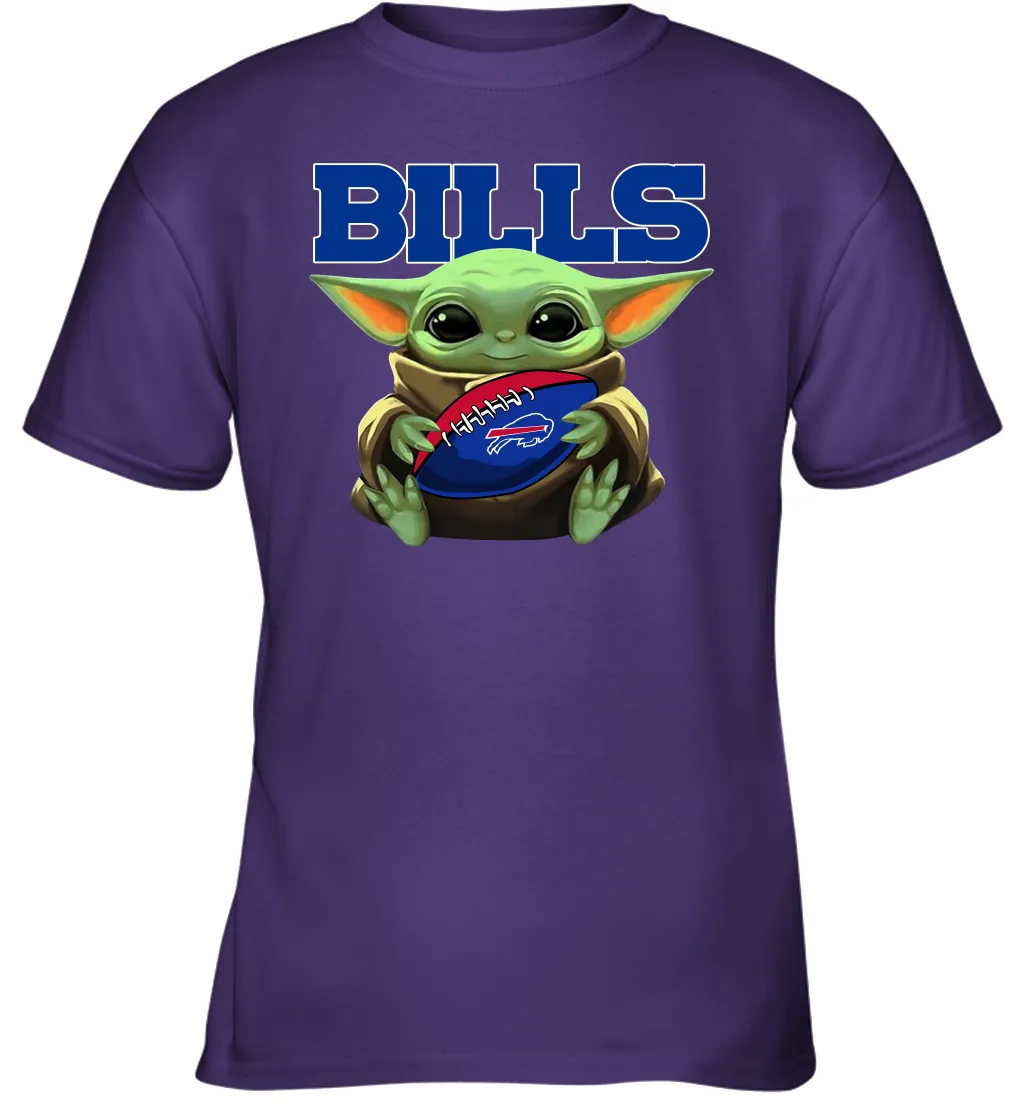 Baby Yoda Loves The Buffalo Bills Star Wars Baby Yoda Hugs Bills NFL Youth T-Shirt