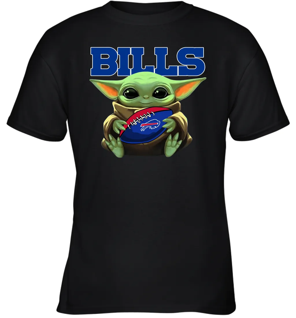 Baby Yoda Loves The Buffalo Bills Star Wars Baby Yoda Hugs Bills NFL Youth T-Shirt