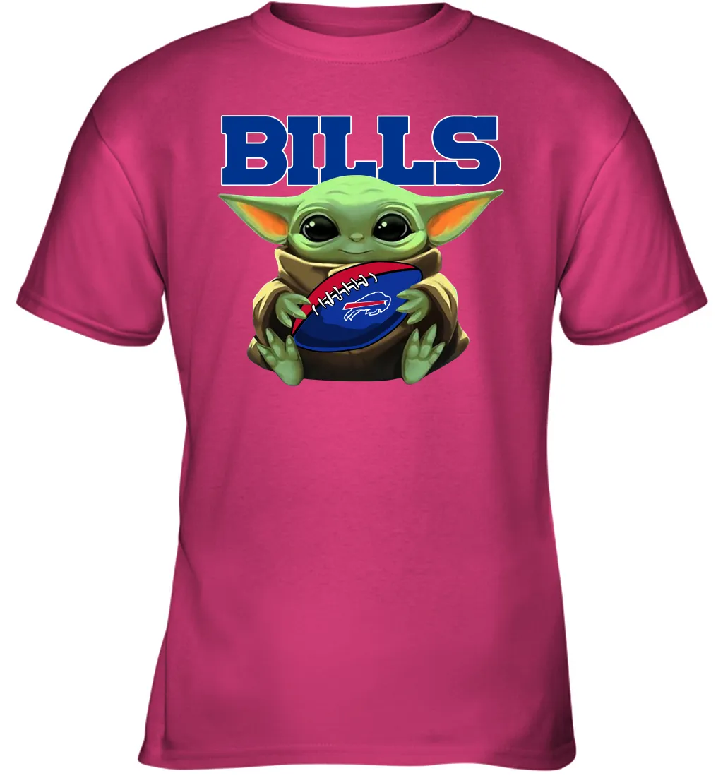 Baby Yoda Loves The Buffalo Bills Star Wars Baby Yoda Hugs Bills NFL Youth T-Shirt