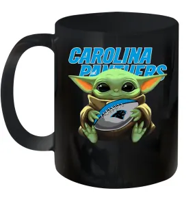 Baby Yoda Loves The Carolina Panthers Star Wars Baby Yoda Hugs Panthers NFL Ceramic Mug 11oz