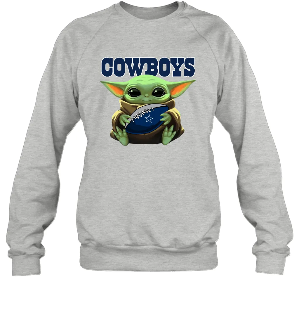 Baby Yoda Loves The Dallas Cowboys Star Wars Baby Yoda Hugs Cowboys NFL Adult Sweatshirt