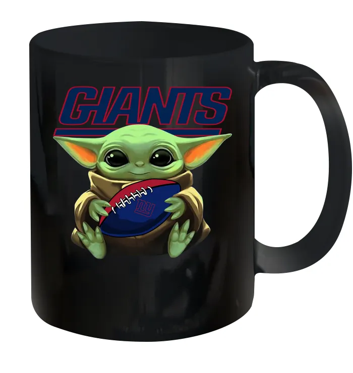 Baby Yoda Loves The New York Giants Star Wars Baby Yoda Hugs Giants NFL Ceramic Mug 11oz