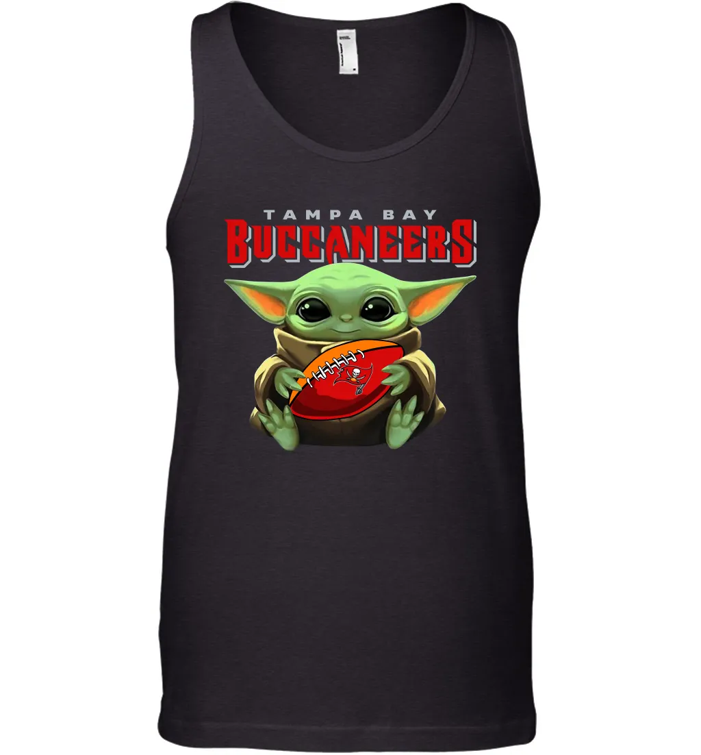 Baby Yoda Loves The Tampa Bay Buccaneers Star Wars Baby Yoda Hugs Buccaneers NFL Mens Tank Top