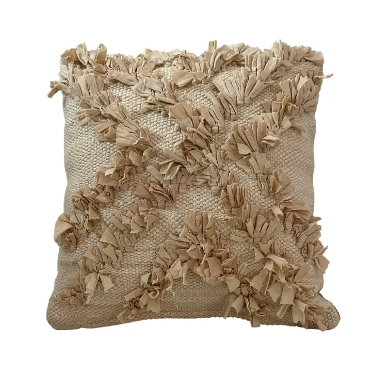 Beige Cushion with Fringes (TRM il faut   de photos)