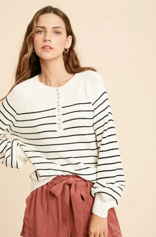 Bella Sweater in Black Stripes