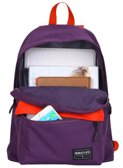 Bestlife Campus  Basic Laptop Backpack for 15,6" | Purple/Orange