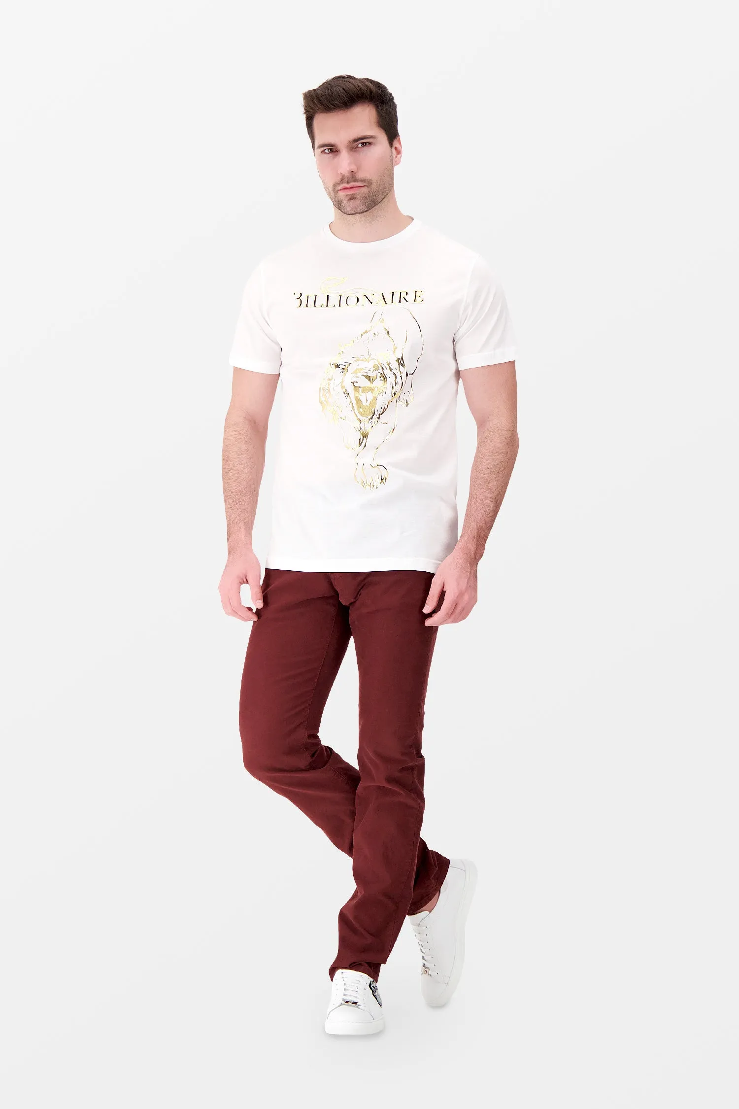 Billionaire White SS Lion Round Neck T-Shirt