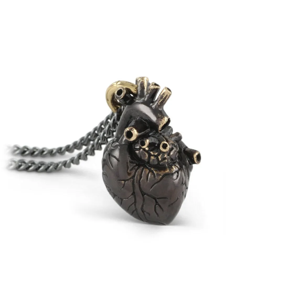 Black Anatomical Heart Necklace