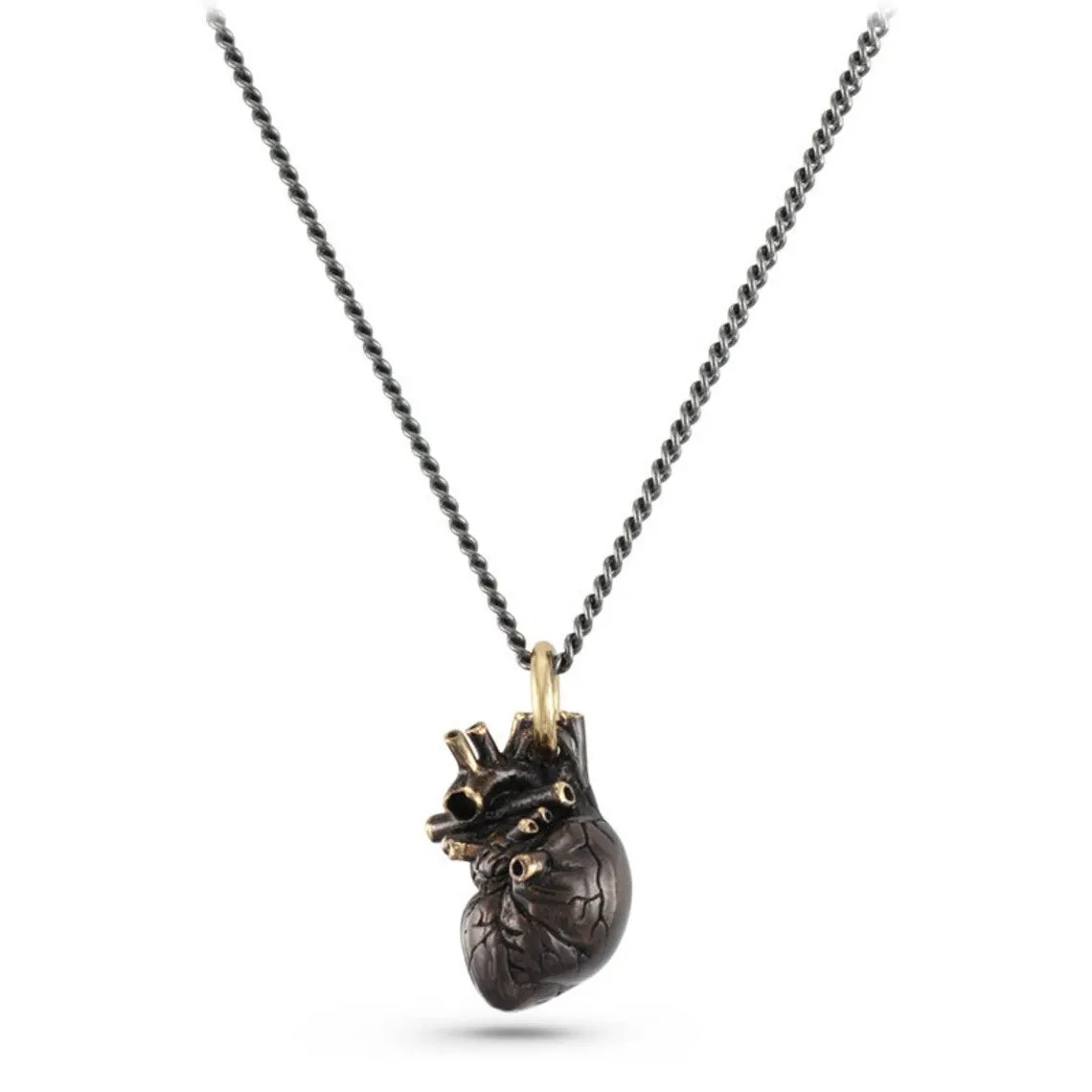 Black Anatomical Heart Necklace