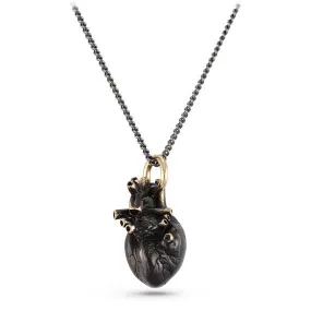 Black Anatomical Heart Necklace