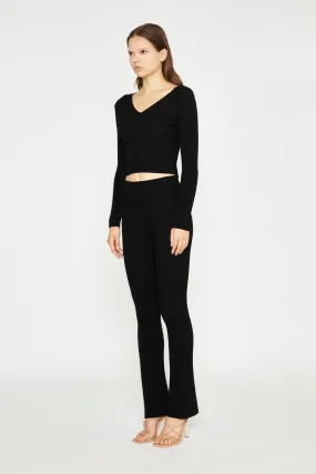 Black Knitted Flared Trousers