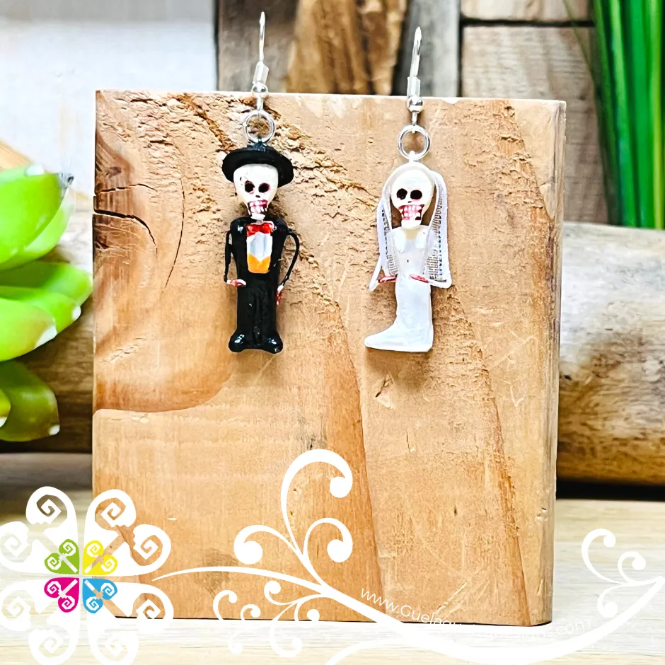 Bride and Groom - Calaverita Clay Earrings